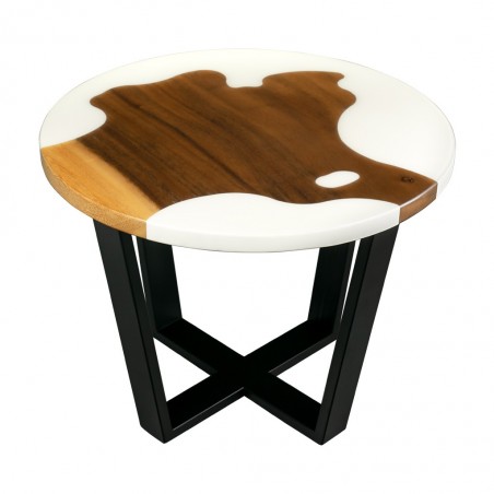 White resin walnut coffee table, Moon Lagoon