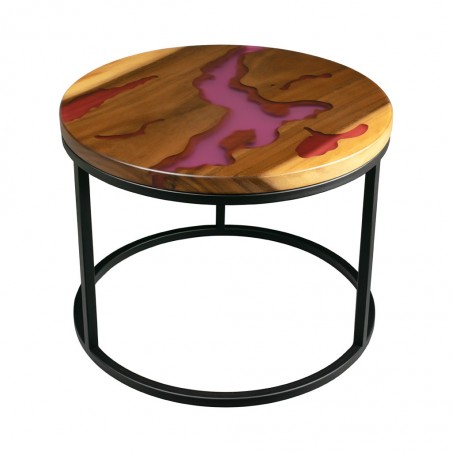 Coffee table wood metal, diameter 60 cm