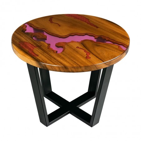 Epoxy resin coffee table, solid wood, resin, steel base